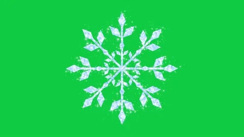 Green screen shiny snowflake with little glittering stars and spheres animation Stock Footage