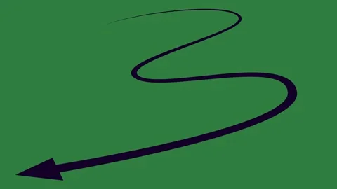 Green screen showing black arrow and background curved style gesture movement Video stock 336050305