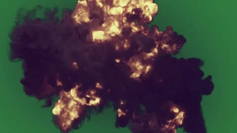 Green screen showing black dot in the center and an explosion of smoke on fire Stock-Footage 335993029