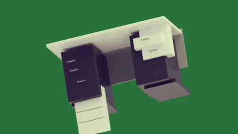 Green screen showing computer and white black object background desk two Stock Footage 335981332