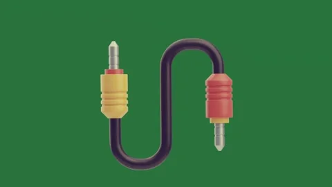 Green screen showing red and yellow cable background black hook handle on pair Stock Footage 335980095