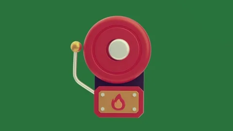Green screen showing red button and fire alarm background yellow tape white Stock Footage 335980699