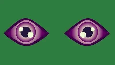 Green screen showing two purple eyes and cubes on green screen expression Stock-Footage 335147166