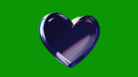 Green screen silver ring metal object heart shaped blue background animated Stock Footage 314067112