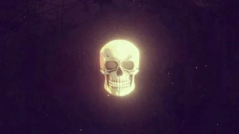 Green screen skull in the middle of night sky dark room black hole center Stock Footage 336049724