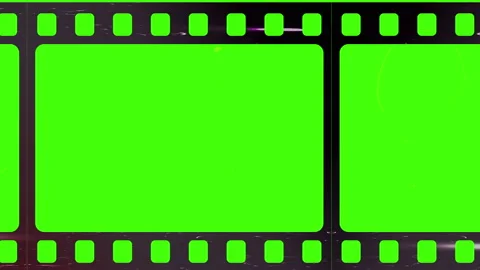 Green screen Slotted or perforated negative film strips,Light leak surface Stock Footage 149246637
