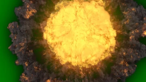 Green screen small hole middle fire heart background yellow flower explosion Stock Footage 314064359