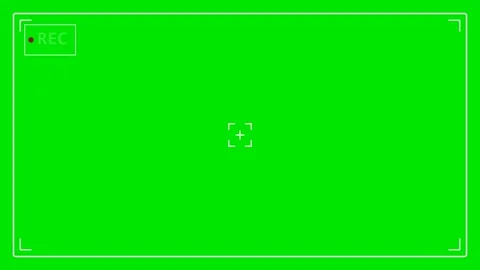 A green screen with small square in the middle and red button on it animated Stock Footage 346172432
