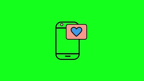 Green screen smartphone heart Stock Footage 293772894