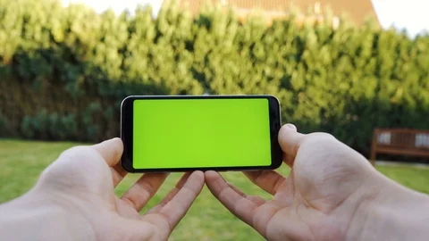 Green Screen Smartphone Horizontal Outside Stock Footage 128206131