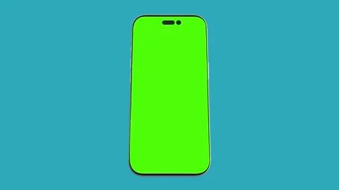 Green Screen Smartphone Mockup Animation on Cyan Blue Background, Vertical Mobil Stock-Footage 341927113