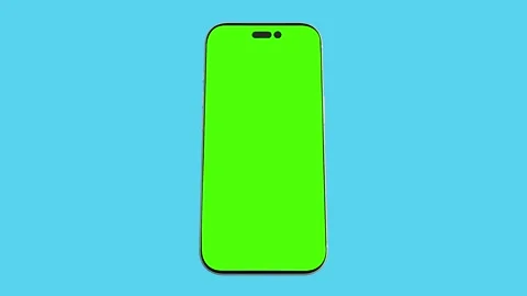 Green Screen Smartphone Mockup Animation on Light Cyan Background, Vertical Mobi Stock Footage 341927197