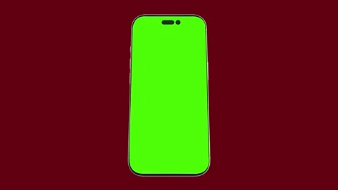 Green Screen Smartphone Mockup Animation on Dark Red Burgundy Background, Vertic Stock-Footage 341927244