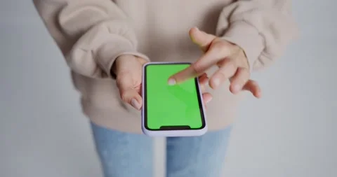Green screen smartphone scrolling Stock Footage 238832762