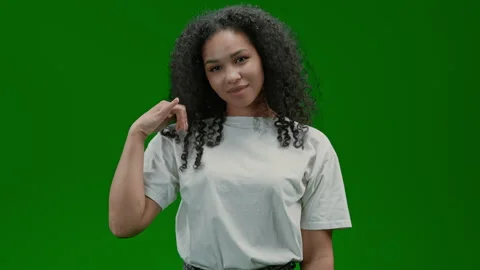 Green Screen smiling lady sing phone call Stock Footage 240224119