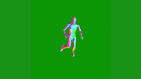 Green screen soccer player man running woman is dancing female figure middle Stock Footage 314064622