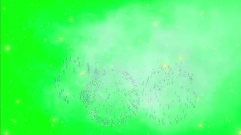 Green screen with sparkling firework effects Видео 338221748