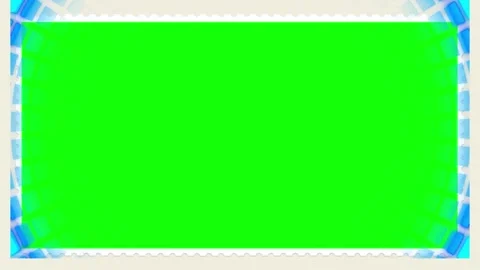 Green screen stamp frames with blue geometric borders with offering Vidéo 344412451
