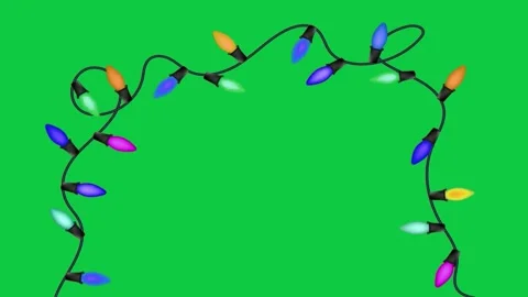 Green screen with a string of hanging lights perfect for creating. Stock Footage 306771164