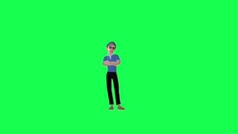 Green screen student boy waiting angrily front angle chroma key Stock Footage 259823317