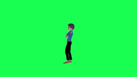 Green screen student boy waiting angrily right angle chroma key 스톡 동영상 259823327