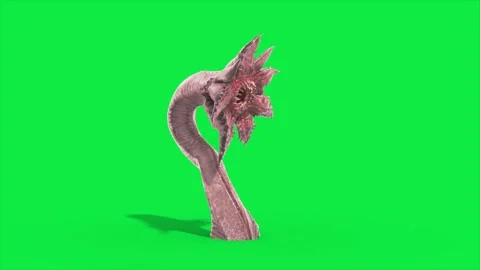 Green Screen Sunflower Tentacle Monster Side 3D Animation Rendering CGI 4K H Stockbeeldmateriaal 320169715