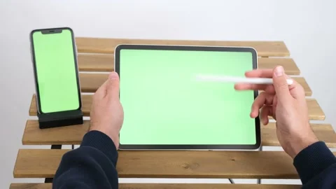 Green screen tablet Stock Footage 236458886