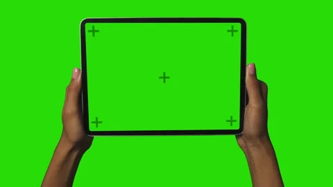 Green Screen Tablet In Hands On Alpha Stock Footage 138458798