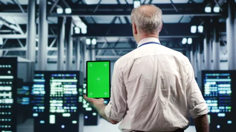 Green screen tablet servers optimizing Stock Footage 249968814