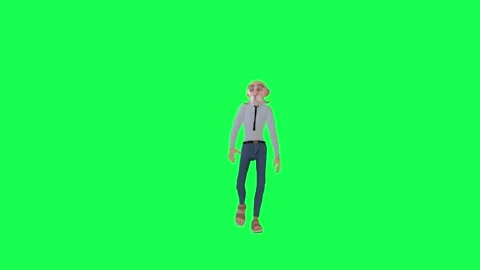 Green screen tall old man walking, front angle, chroma key Stock Footage 259824545