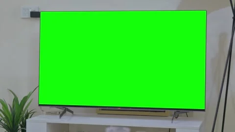 Green Screen of Television in Room Stock Footage 267945275