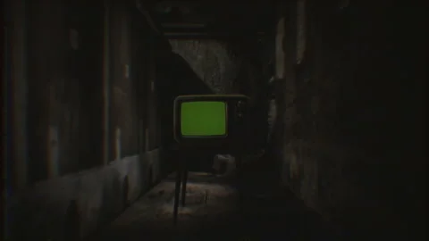 Green Screen Television Spooky Basement ... | Stock Video | Pond5