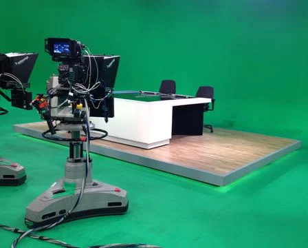 Green Screen Television Studio - ITV News, London. Stock Photos