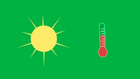 Green screen, temperature rise from thermometer and the sun Stock Footage 320584454