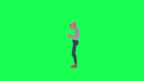 Green screen thin old man using touchscreen, right angle chroma key Stock Footage 259824585