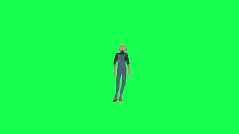 Green screen thin worker man man cat walking, left angle chroma key Stock Footage 259824889