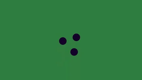 A green screen with three black dots on it and dot two circles animated Stock Footage 335977682
