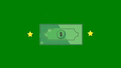Green screen three stars dollar background smiley face animated chromakey Stock Footage 314063836