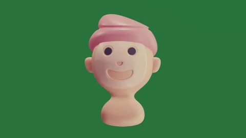 Green screen toy pink hat on top of it close up person wearing green screen Vídeo Stock 335981092