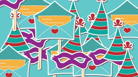 Green screen transition. greeting cards, masks, hat shape animation Stock Footage 145668838