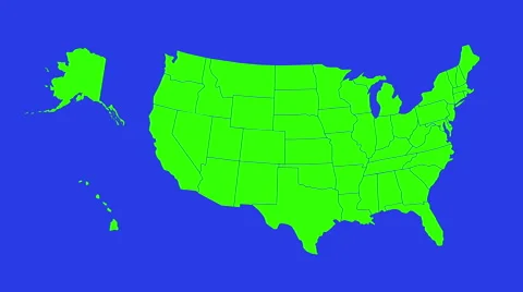 Green screen transition with USA map contours.  Stock Footage 64536557