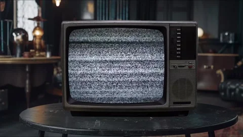 Green screen TV old retro vintage television mockup displays glitch chroma key Stock Footage 344728042