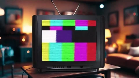 Green screen TV or television flickers vintage glitch noise green screen Stock Footage 344727068