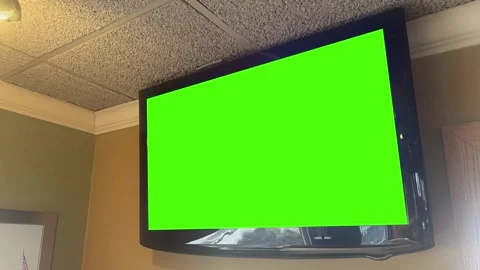 A Green Screen TV in Restaurant or Cafe Stock Footage 320758236