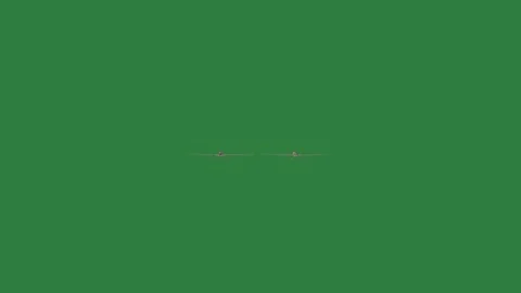 Green screen two airplanes flying side by on in the sky an airplane plane Stock Footage 335696423
