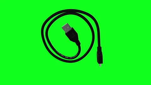 Green screen usb wire black cable computer connection	 Stock Footage 123275081