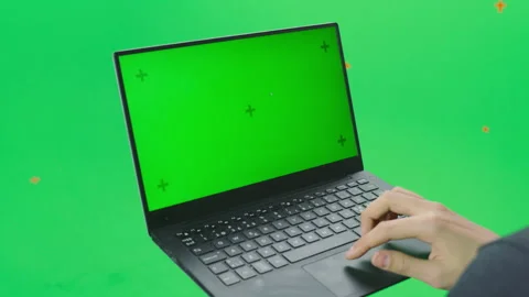 Green Screen Using Laptop Computer Stock Footage 320873943