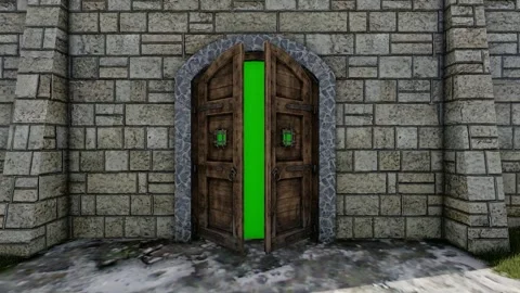 Green screen video animation of the castle gate slowly opening Stock Footage 259018085
