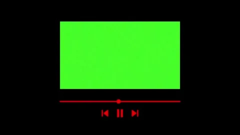 Green screen video player interface with red progress bar animation on blac.. Stock Footage 329145199