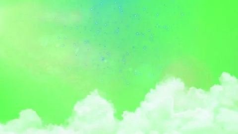 Green screen video of white clouds drifting through a bright sky with twinkling Stock Footage 340940556